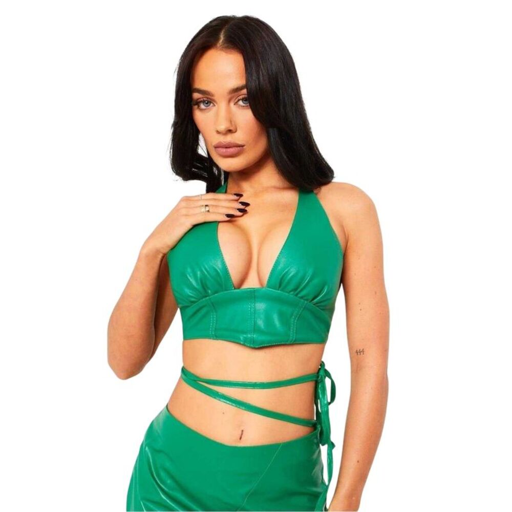 Missy Empire Womens/Ladies Faux Leather Corset Top / Green